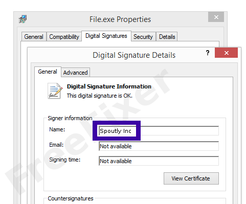 Screenshot of the Spoutly Inc certificate